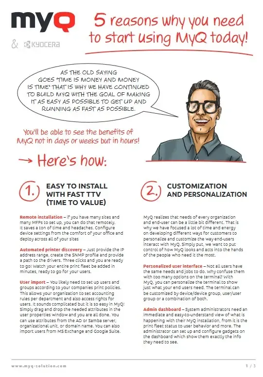 5 Reasons To Use MyQ, Kyocera, Mega Business Systems