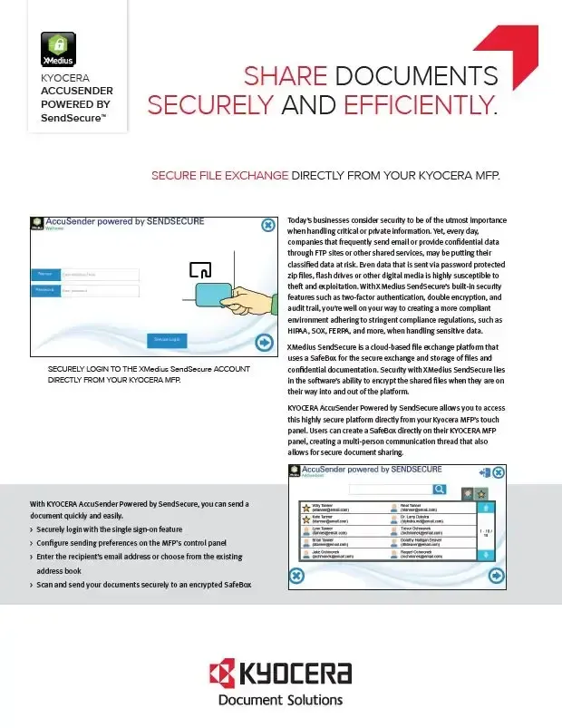 Kyocera, Software, Capture, Distribution, Accusender, Powered By Sendsecure, Mega Business Systems