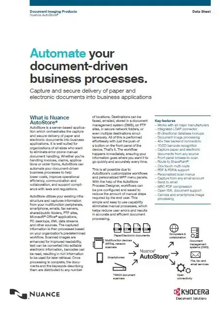 Kyocera, Software, Capture, Distribution, Nuance, Autostore, Mega Business Systems