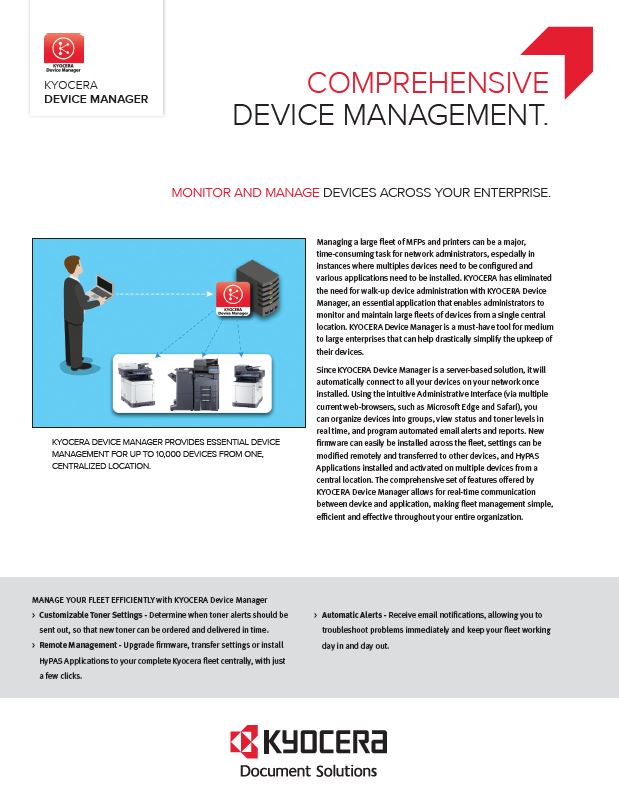 Kyocera, Software, Network Device Management, Kyocera, Device Manager, Mega Business Systems