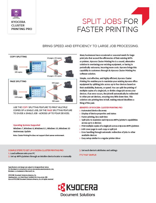 Kyocera, Software, Output Management, Kyocera Cluster Printing, Mega Business Systems